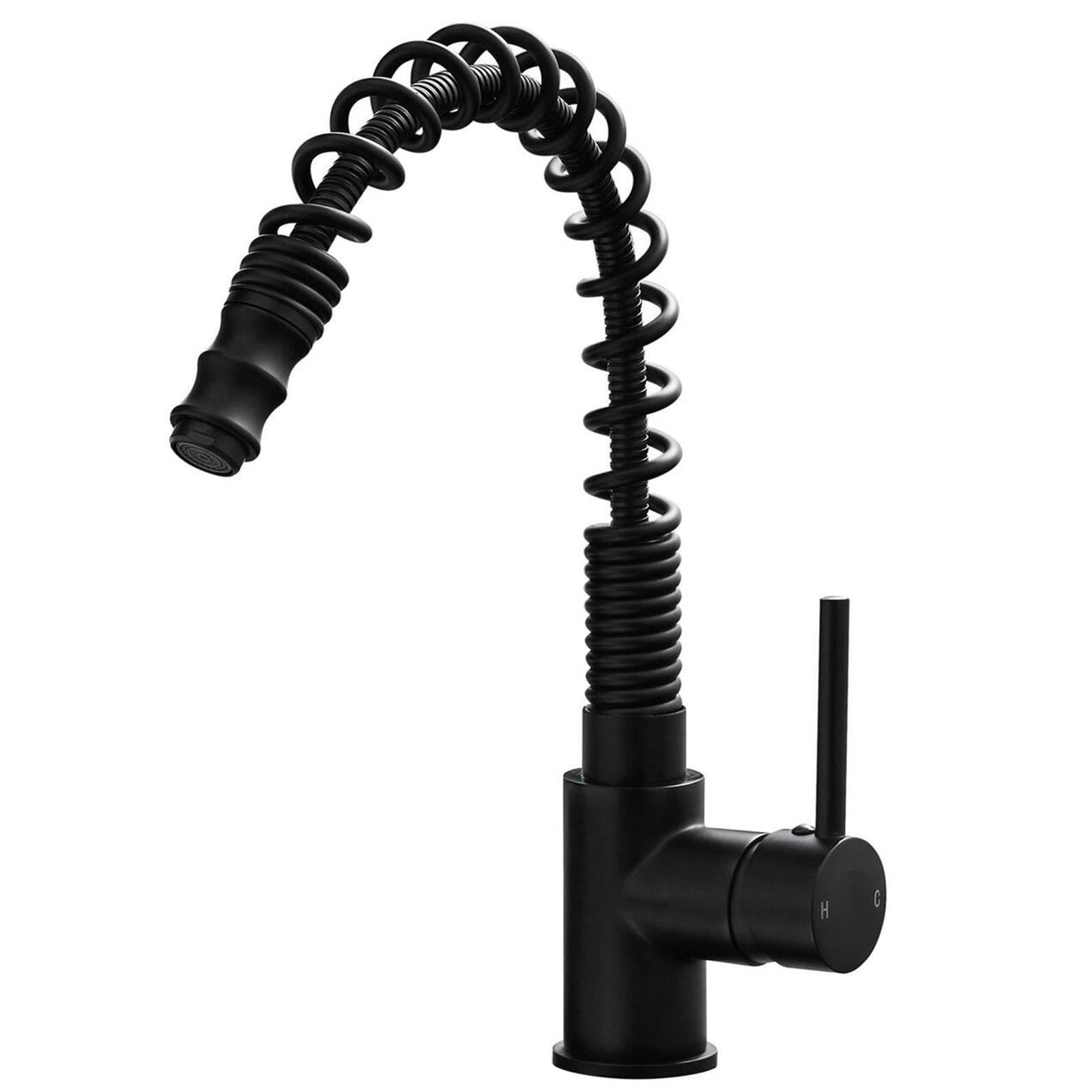 Liquida W07BL 360 Degree Swivel Spout Dual Handle Traditional Black Kitchen Tap